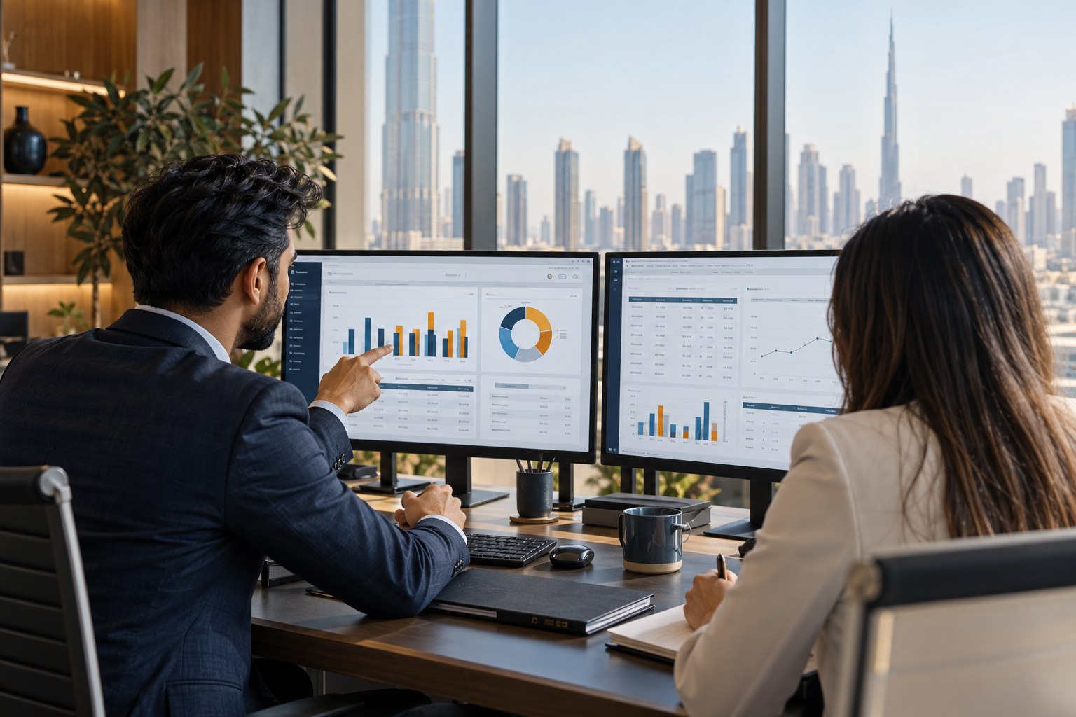 Illustrative accounting systems implementation with finance dashboards